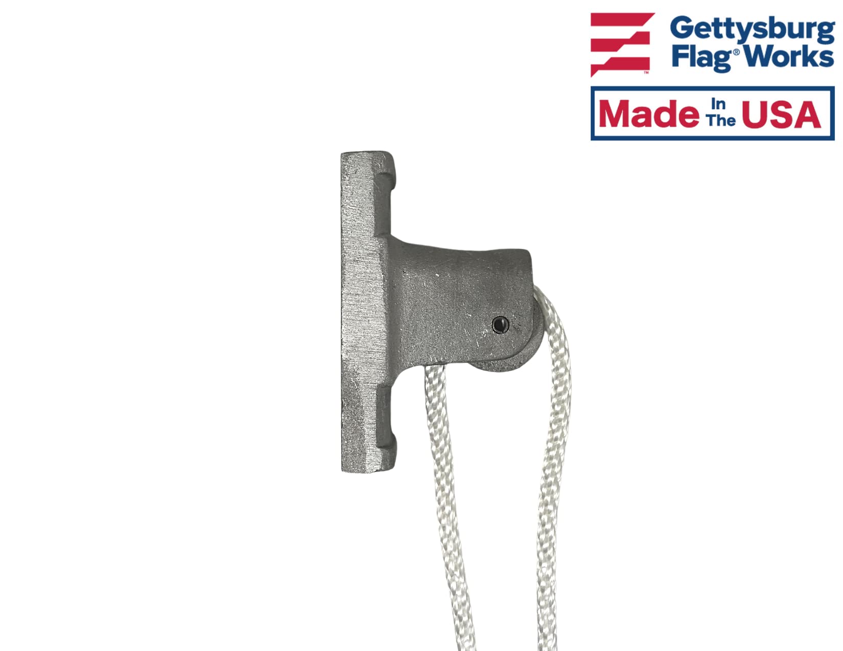 Gettysburg Flag Works side-view pulley assembly ready for pole mounting