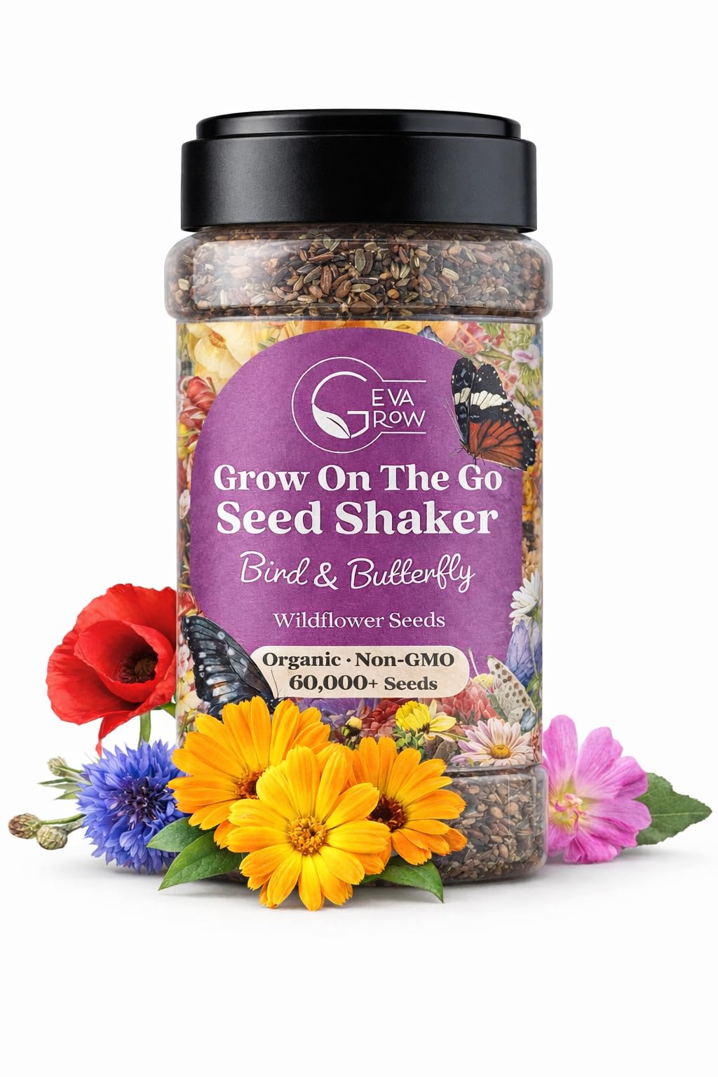 GevaGrow mini wildflower seed shaker closeup ready to spark vibrant garden color.