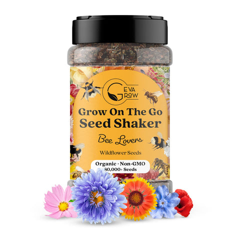 GevaGrow Mini Wildflower Seed Shaker front view for easy balcony pollinator planting.