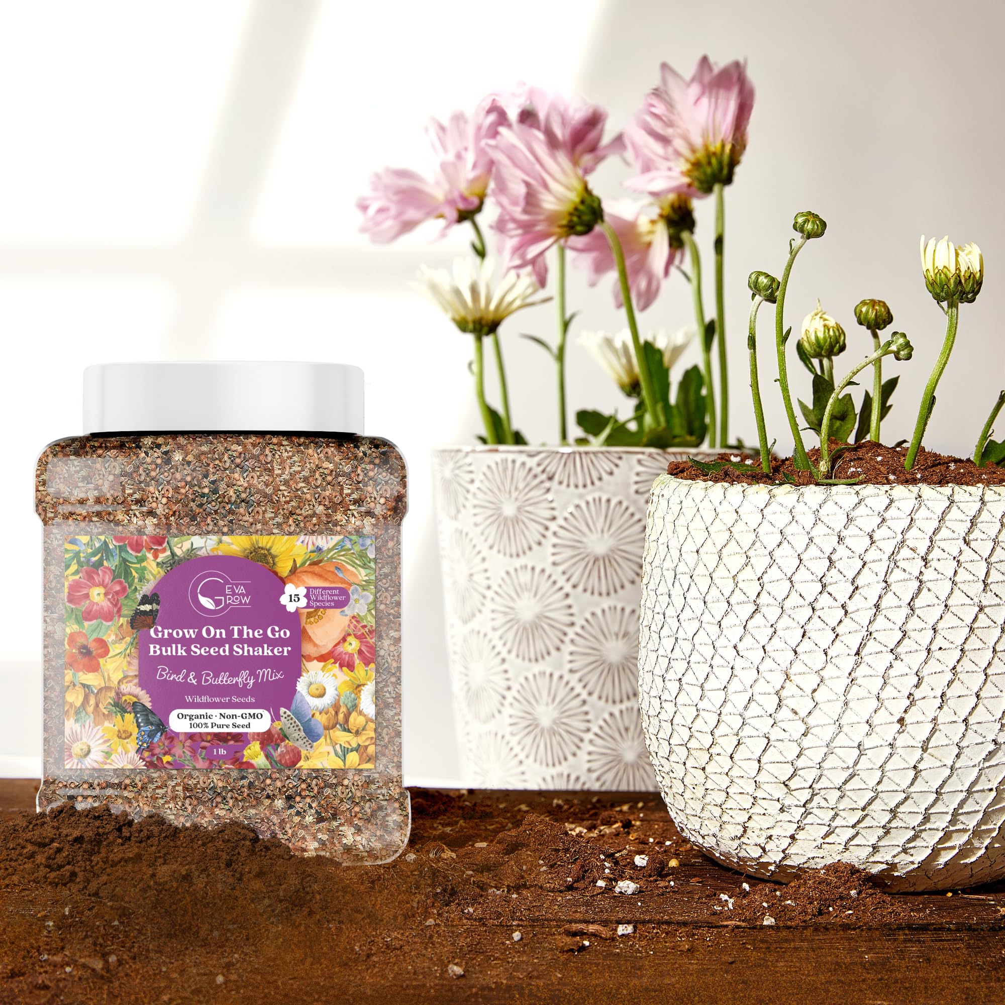 Seed dispersal with sand ensures even coverage in your flower bed