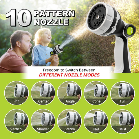 GEWIMI hose reel with ten spray patterns for versatile outdoor cleaning.