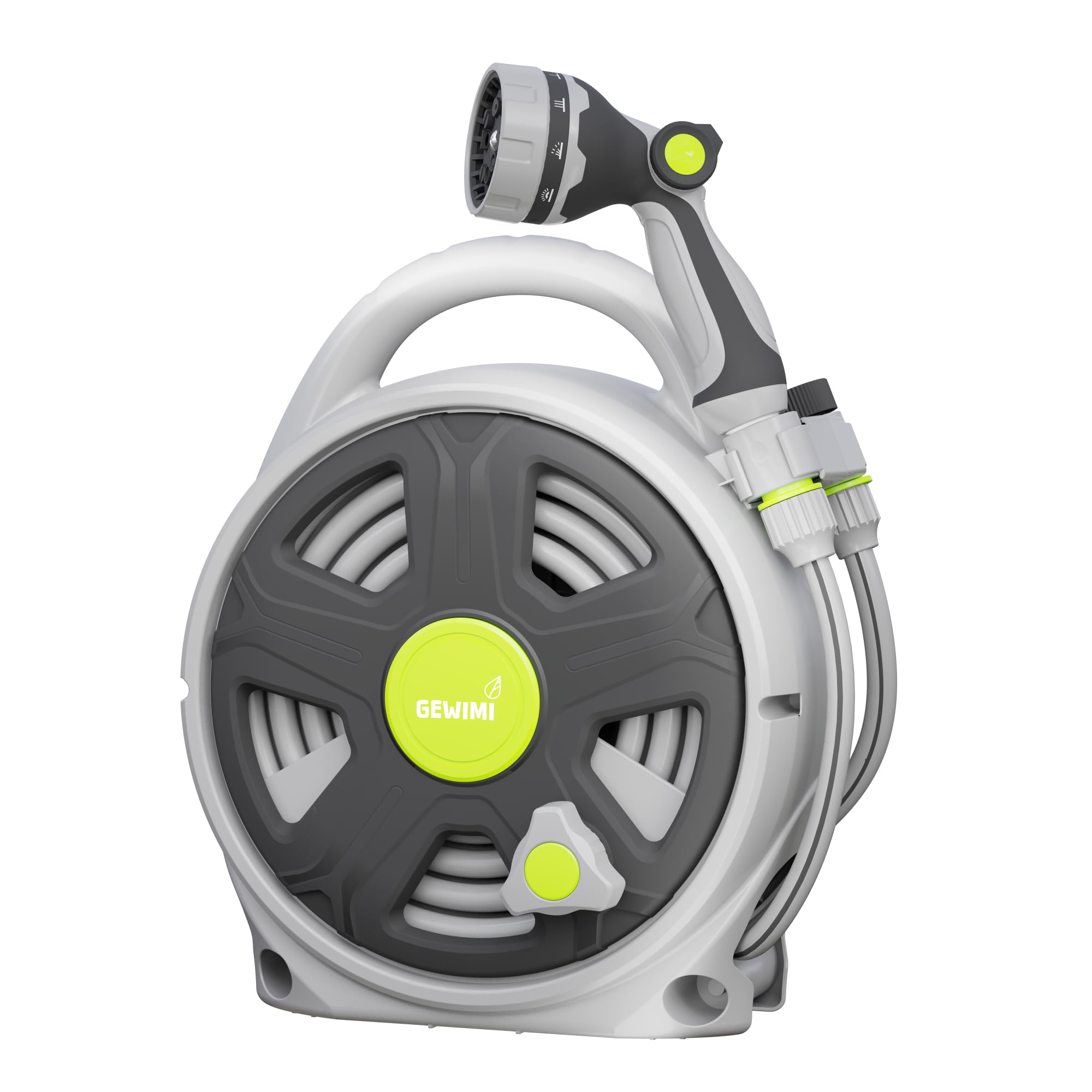 GEWIMI retractable hose reel 65ft extended-reach for effortless watering.