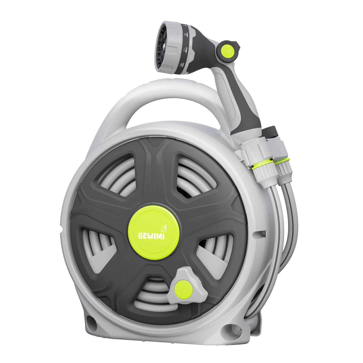 GEWIMI retractable hose reel 65ft extended-reach for effortless watering.