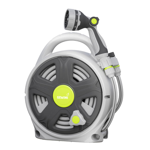 GEWIMI retractable hose reel 65ft extended-reach for effortless watering.