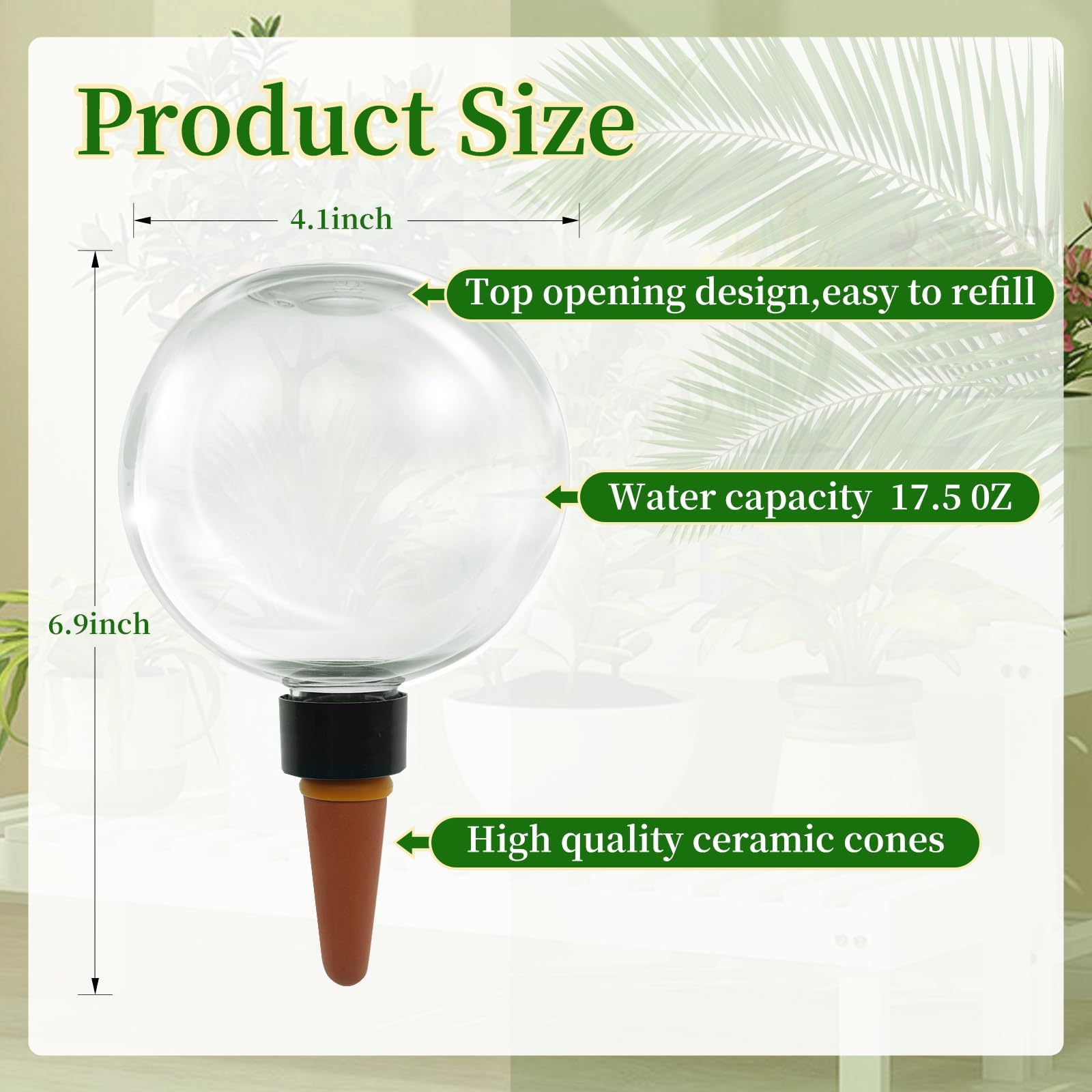 GEWOSI 500 ml water bulbs provide slow-release moisture for indoor plants.
