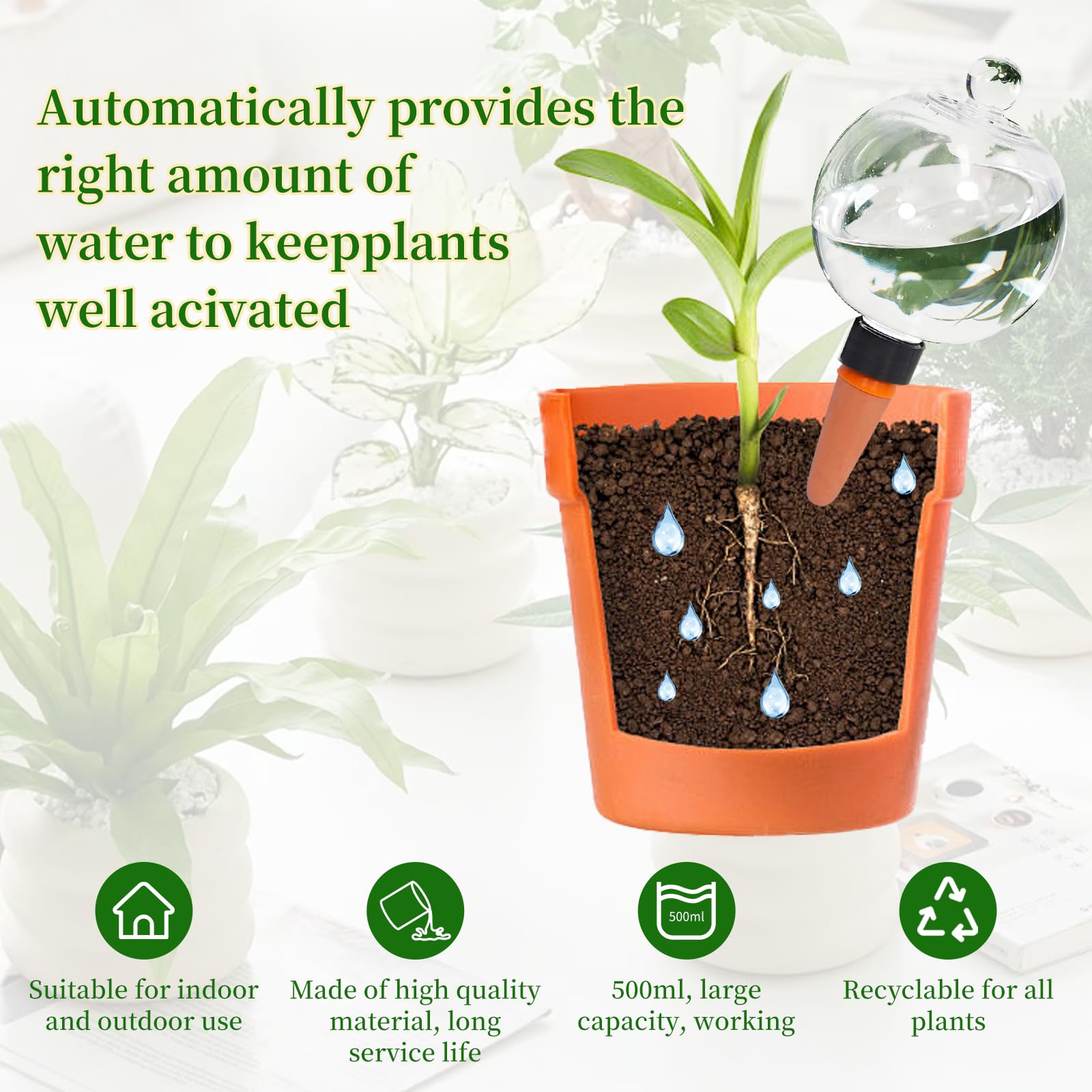 GEWOSI porous cone water distribution supports even soaking throughout the day.