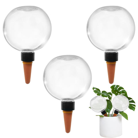 GEWOSI self-watering globes three-pack shown with top-fill design for easy indoor care.