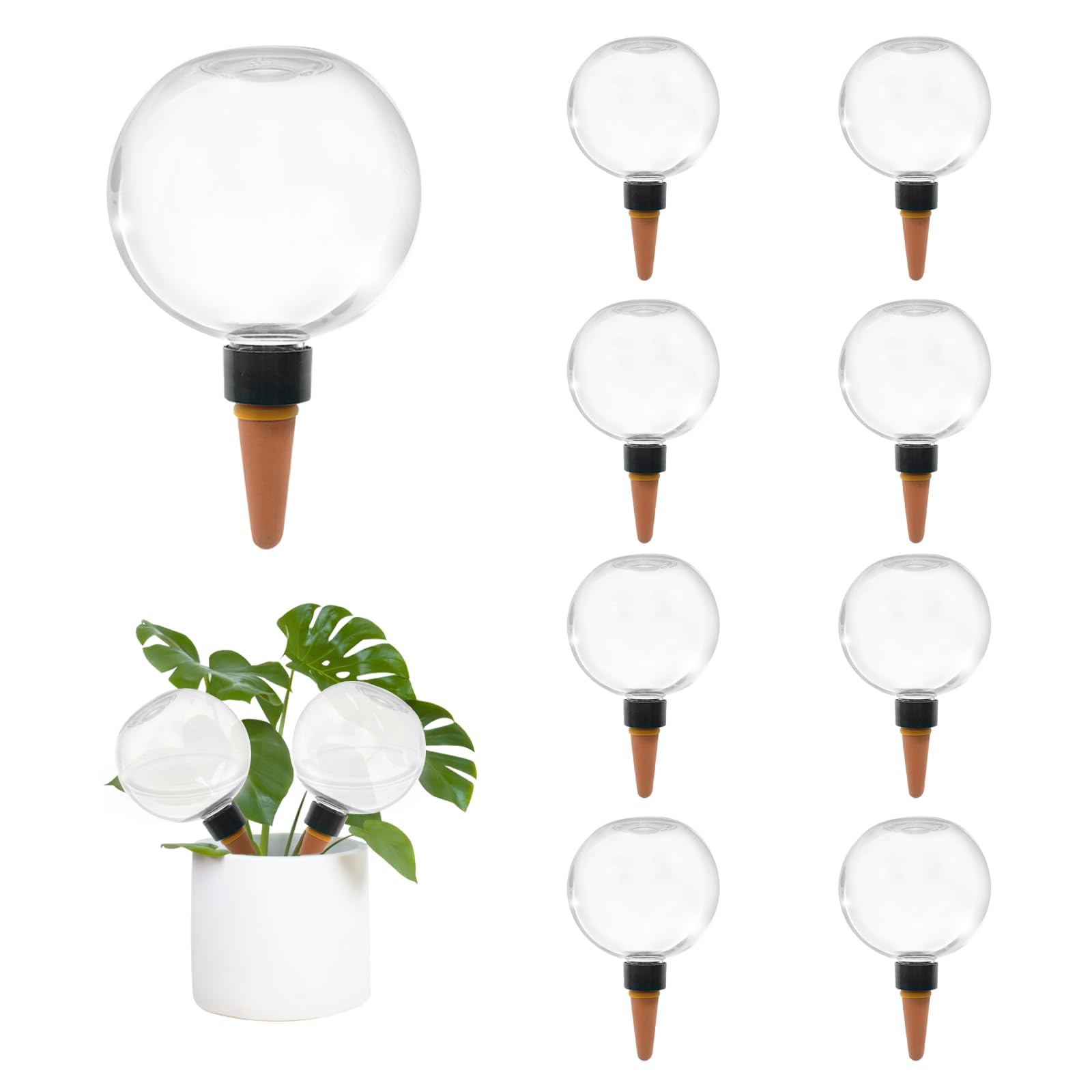 GEWOSI self-watering globe for indoor plants in a living room setup
