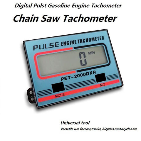 Gexmil handheld tachometer LCD display close-up for quick RPM readings