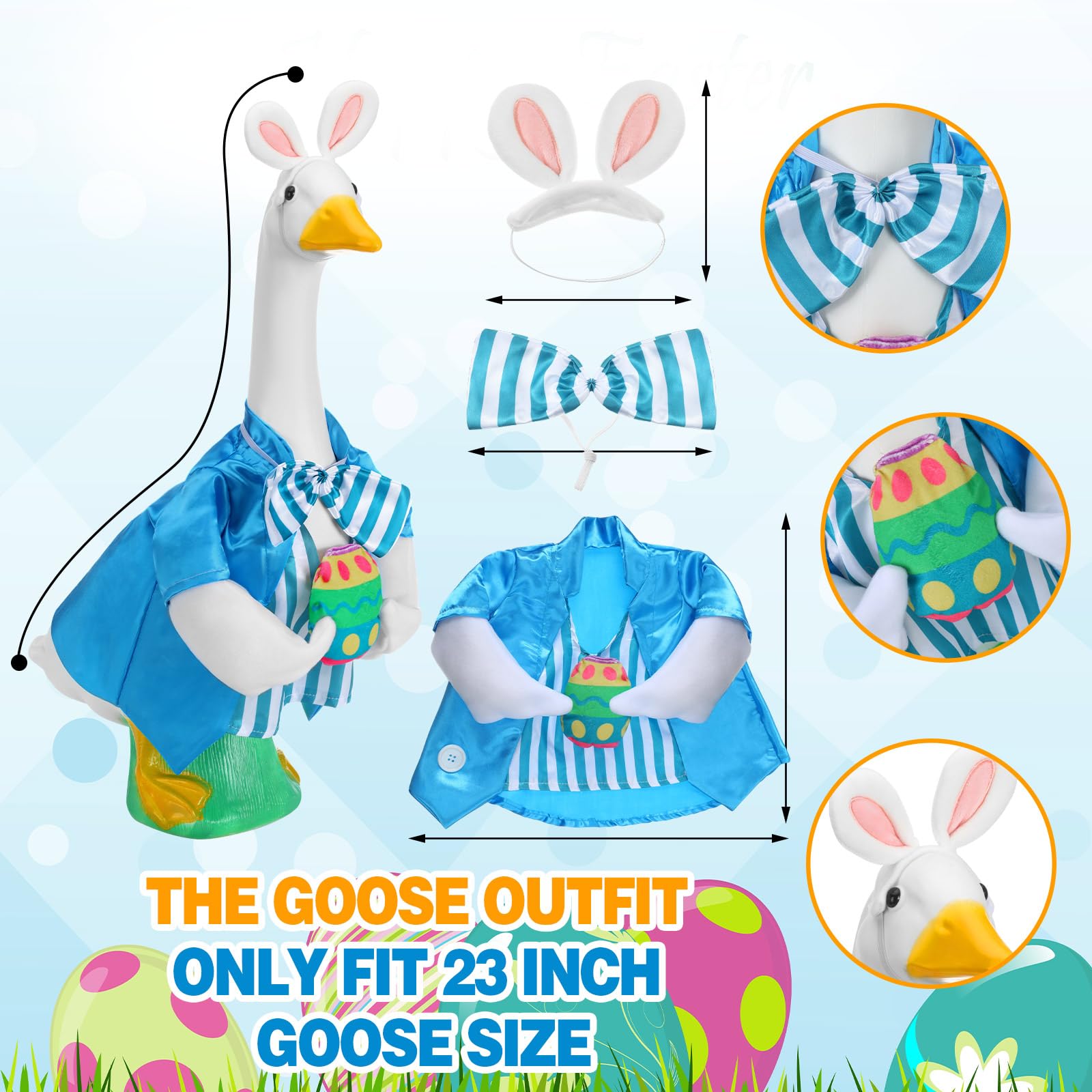 Geyoga Easter goose outfit egg-themed decor enhances garden display