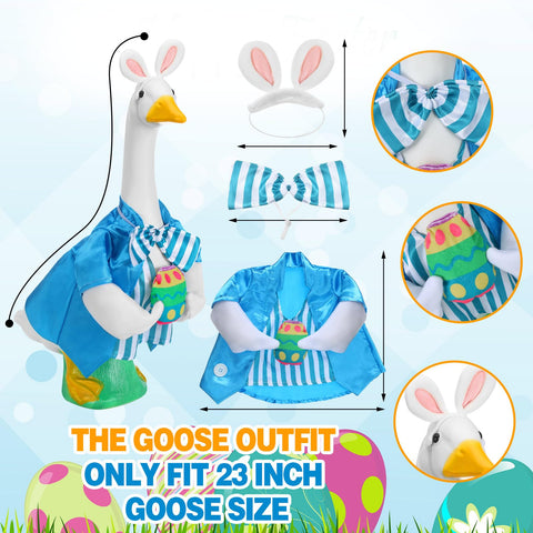 Geyoga Easter goose outfit egg-themed decor enhances garden display