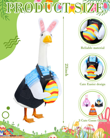 Geyoga Easter goose outfits blue on goose demonstrates easy wear.