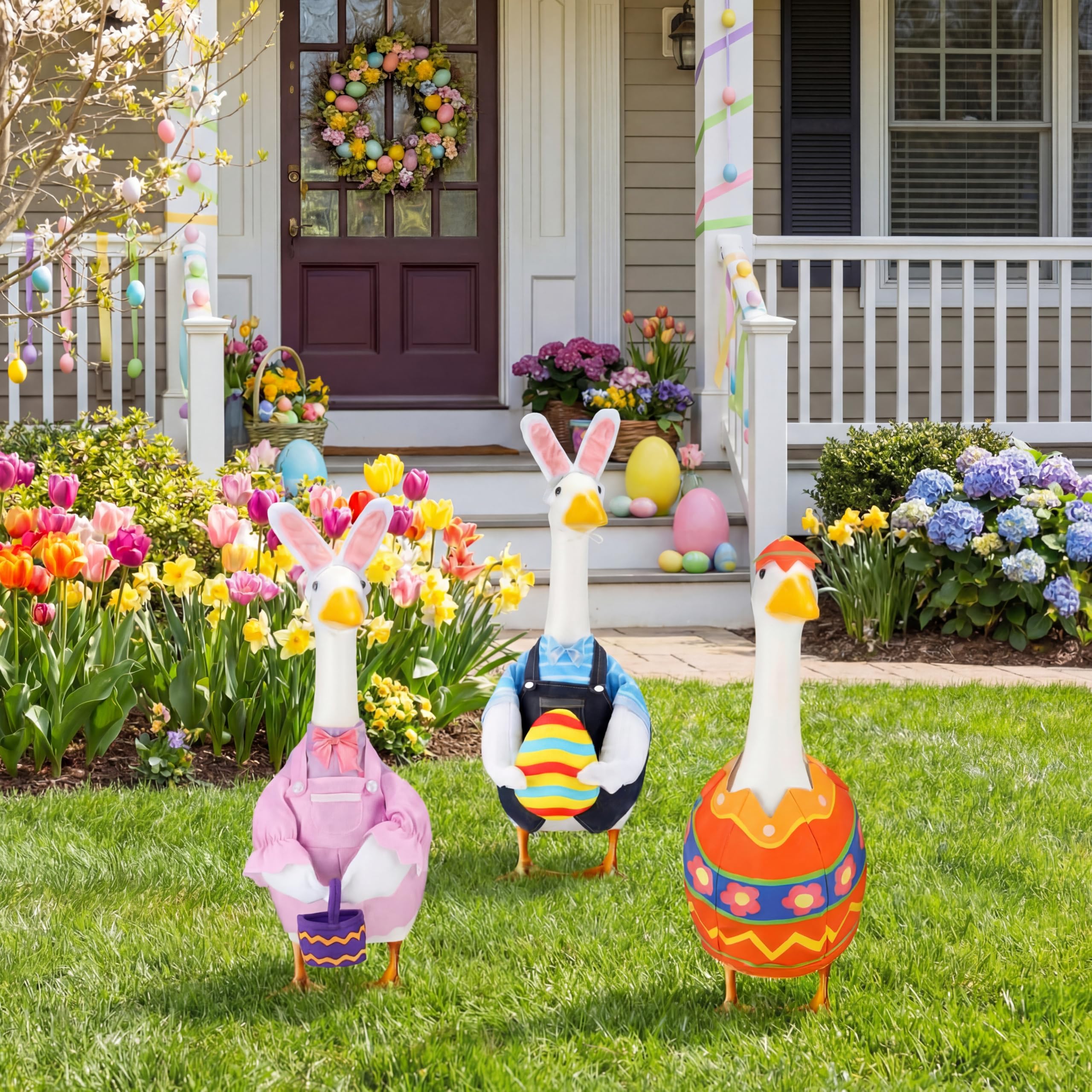 Geyoga Easter goose outfits fabric detail shows tear-resistant material.