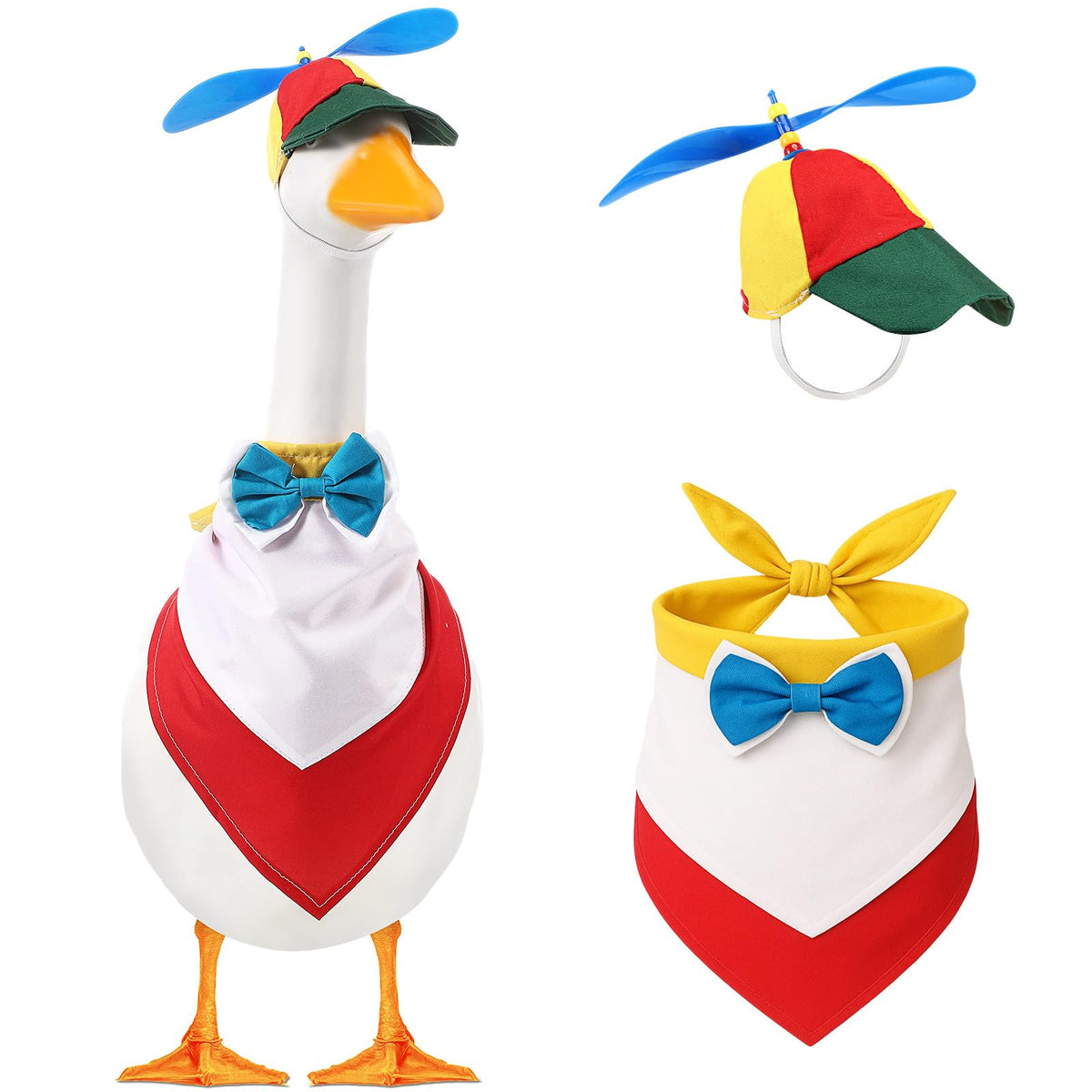 Geyoga goose outfit with Halloween bandana brightens porch displays and yard scenes