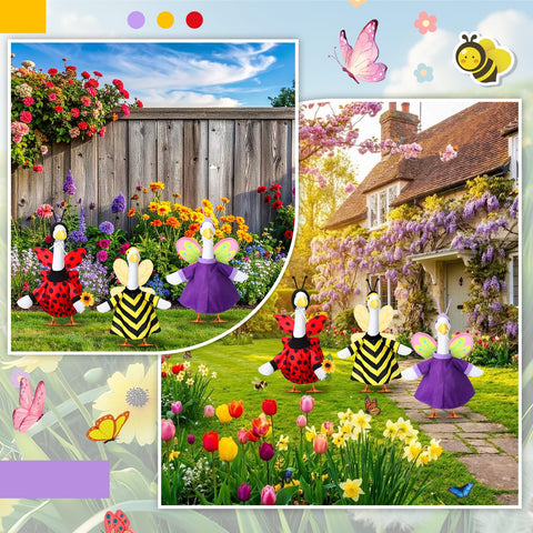 Geyoga porch goose decor 3-pack elevates outdoor spaces with playful color.