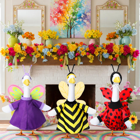 Geyoga butterfly-design goose outfit brightens patios and draws attention.
