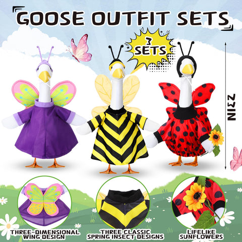 Geyoga ladybug-design goose outfit enhances yard decor with seasonal charm.