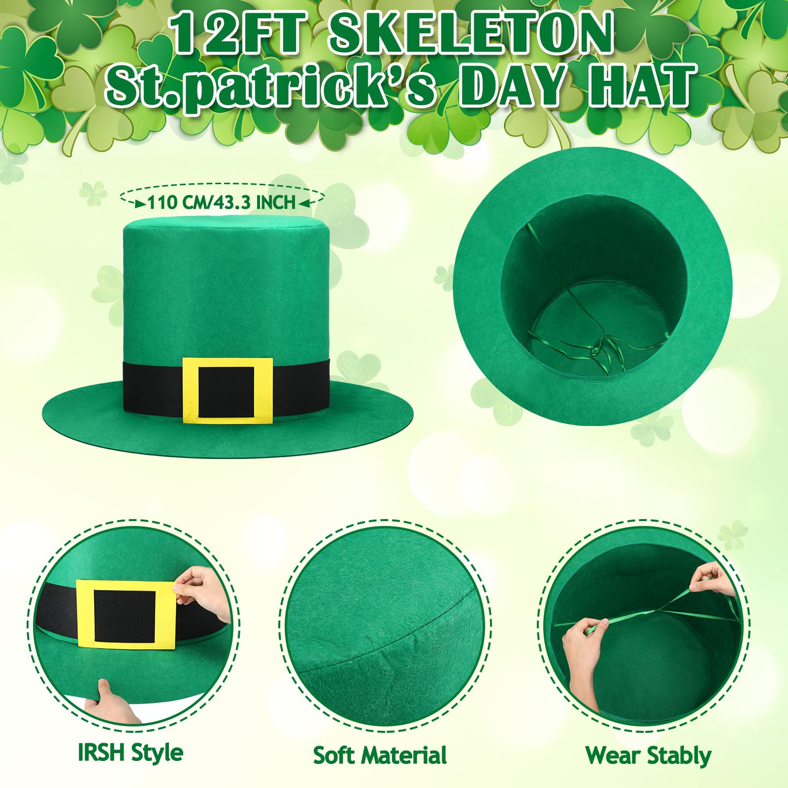 Geyoga St Patrick's Day garland 2m adds shimmering cohesion.
