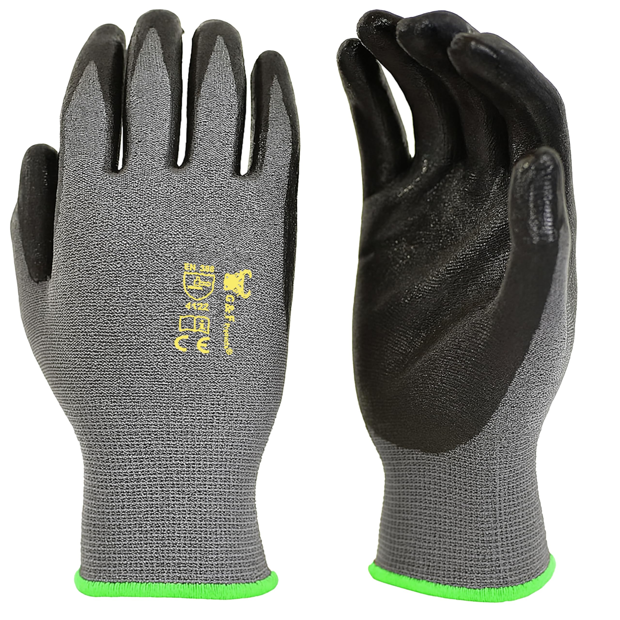 G & F gloves 6-pairs micro-foam coating front view for strong grip