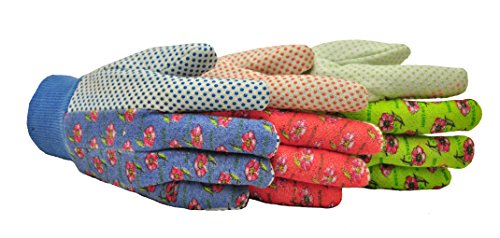 G & F Products 1852-3 red floral gloves offer precise grip for pruning.