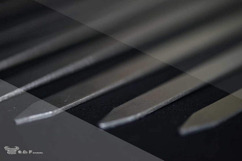 G & F Products hardwood handles riveted for secure grip during grilling.