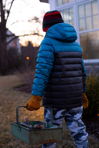 GF JustForKids gloves ready for backyard play and simple DIY.
