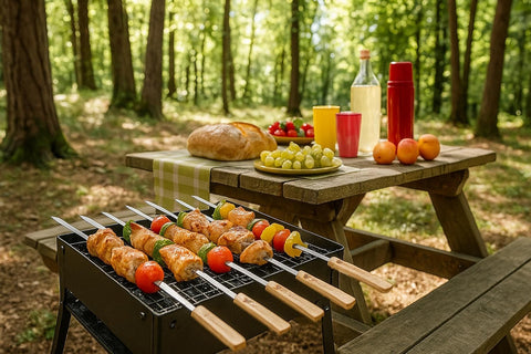 G & F Products stainless steel kabob skewers pack ready for grills and racks.