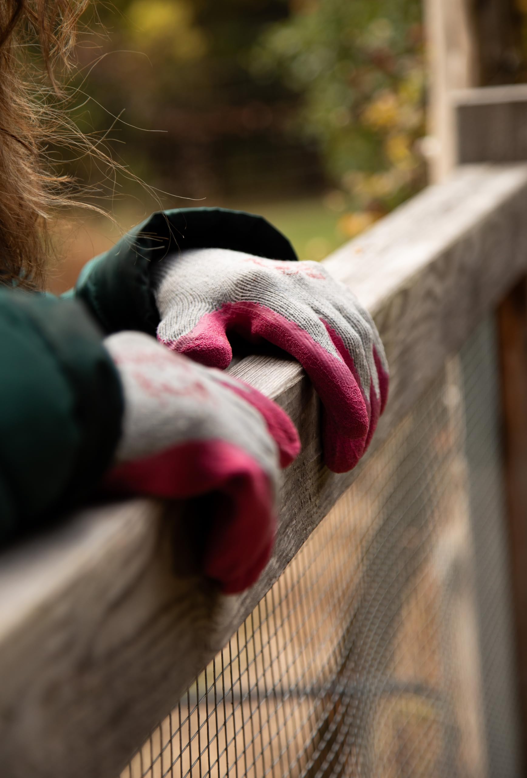 G & F bright pink and green gloves easy to locate in the garden.