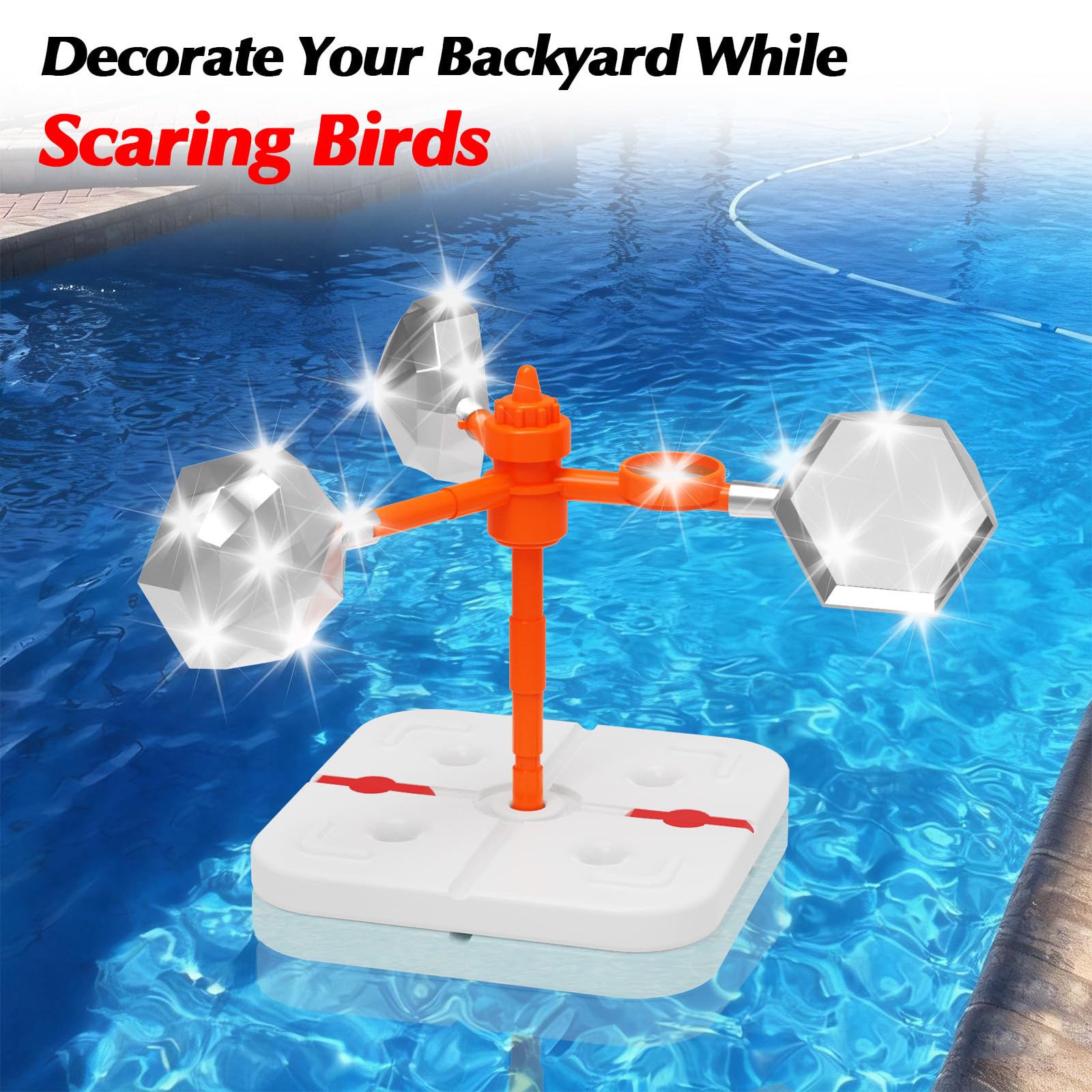 GFYYBKJ garden-pool patio wind spinner provides humane, non-harmful bird deterrence