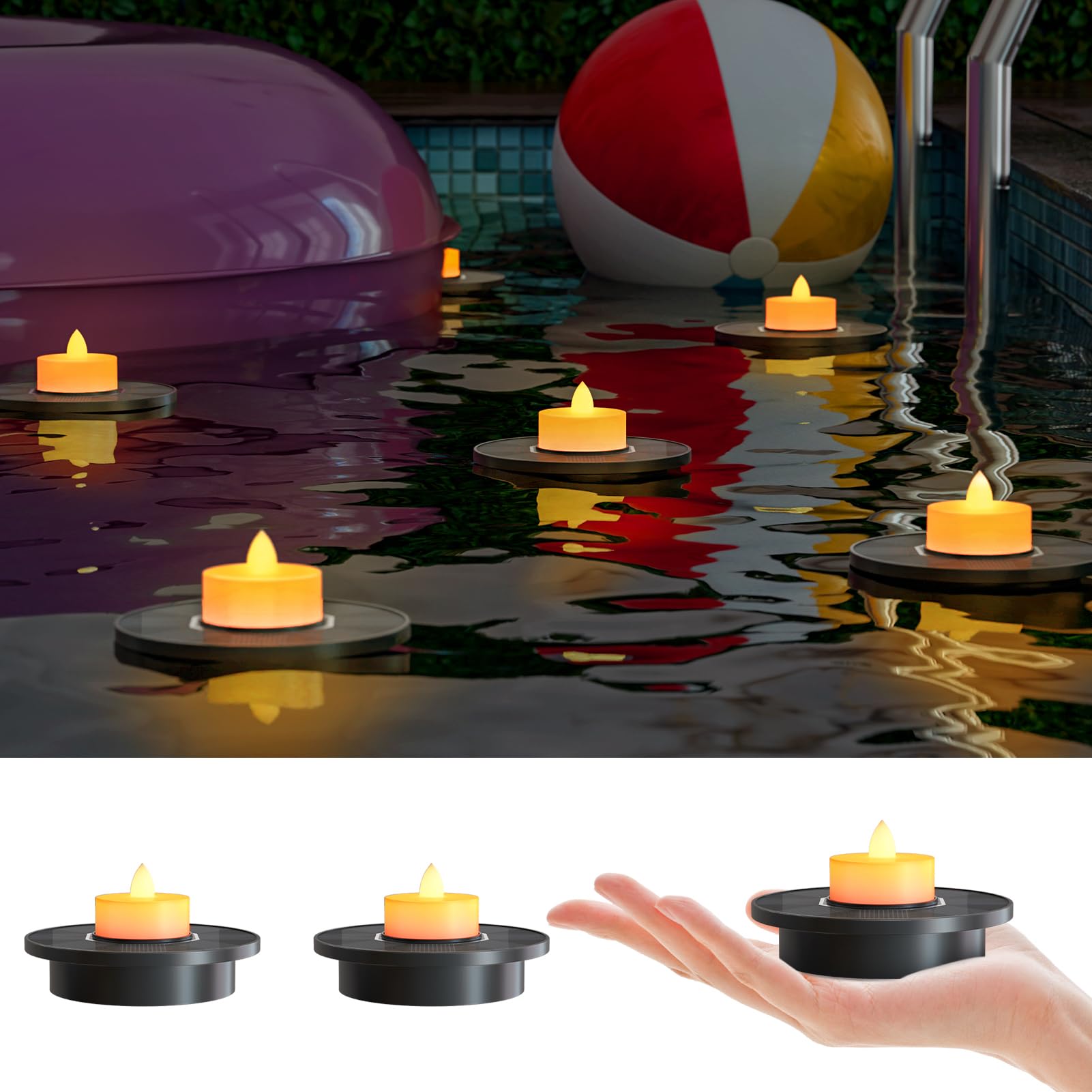 GGNOO solar floating light over water for pool ambiance