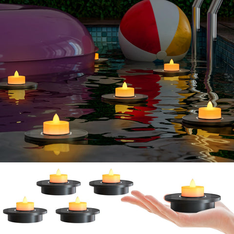 GGNOO solar floating pool light glows softly, creating poolside ambience.