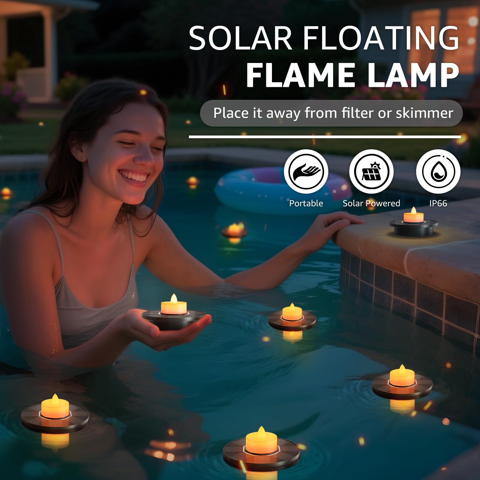 GGNOO tealight close-up shows candle-like warmth and durable plastic.