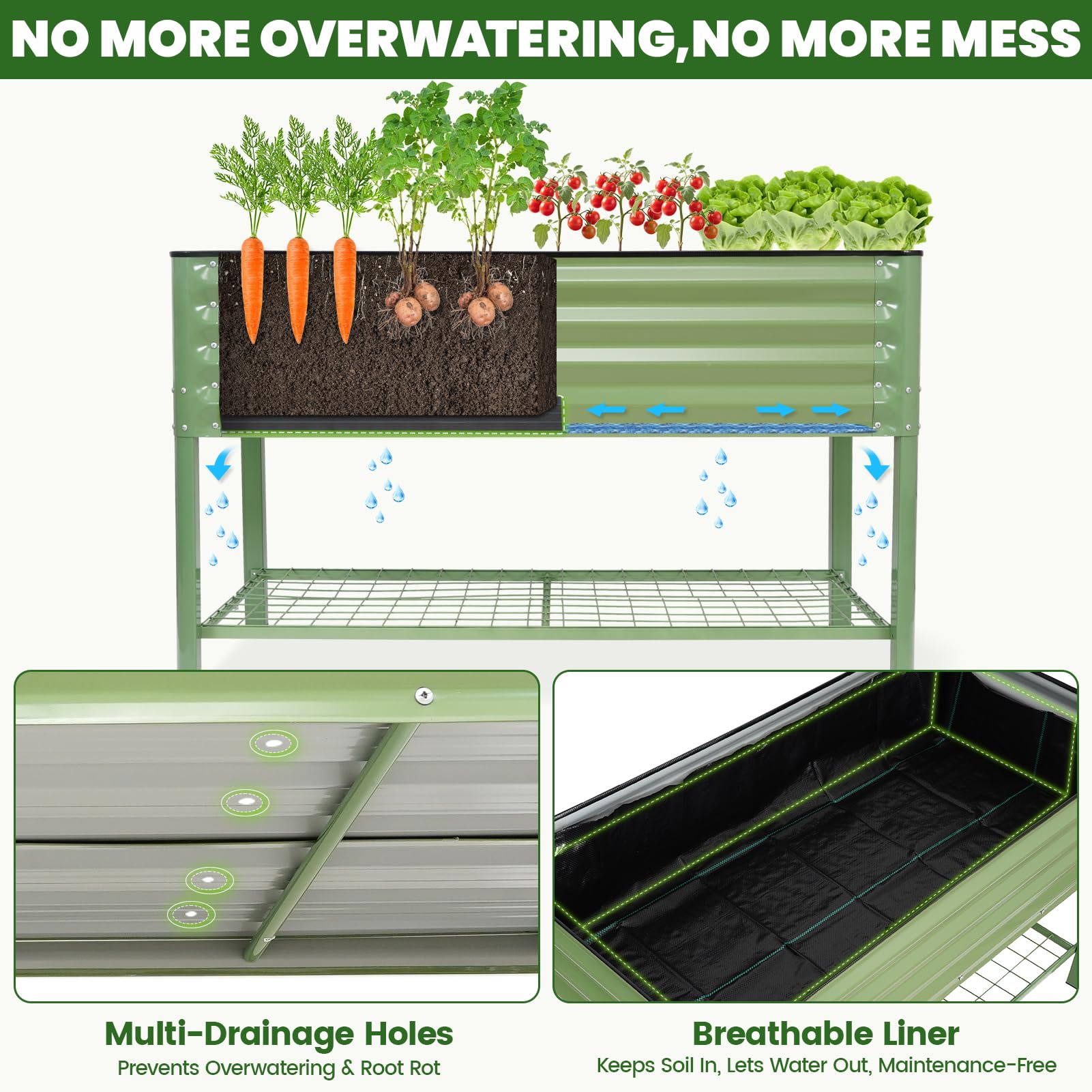G GOOD GAIN breathable liner fits inside for better drainage.