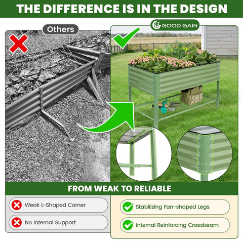 G GOOD GAIN galvanized coating resists rust for long outdoor life.