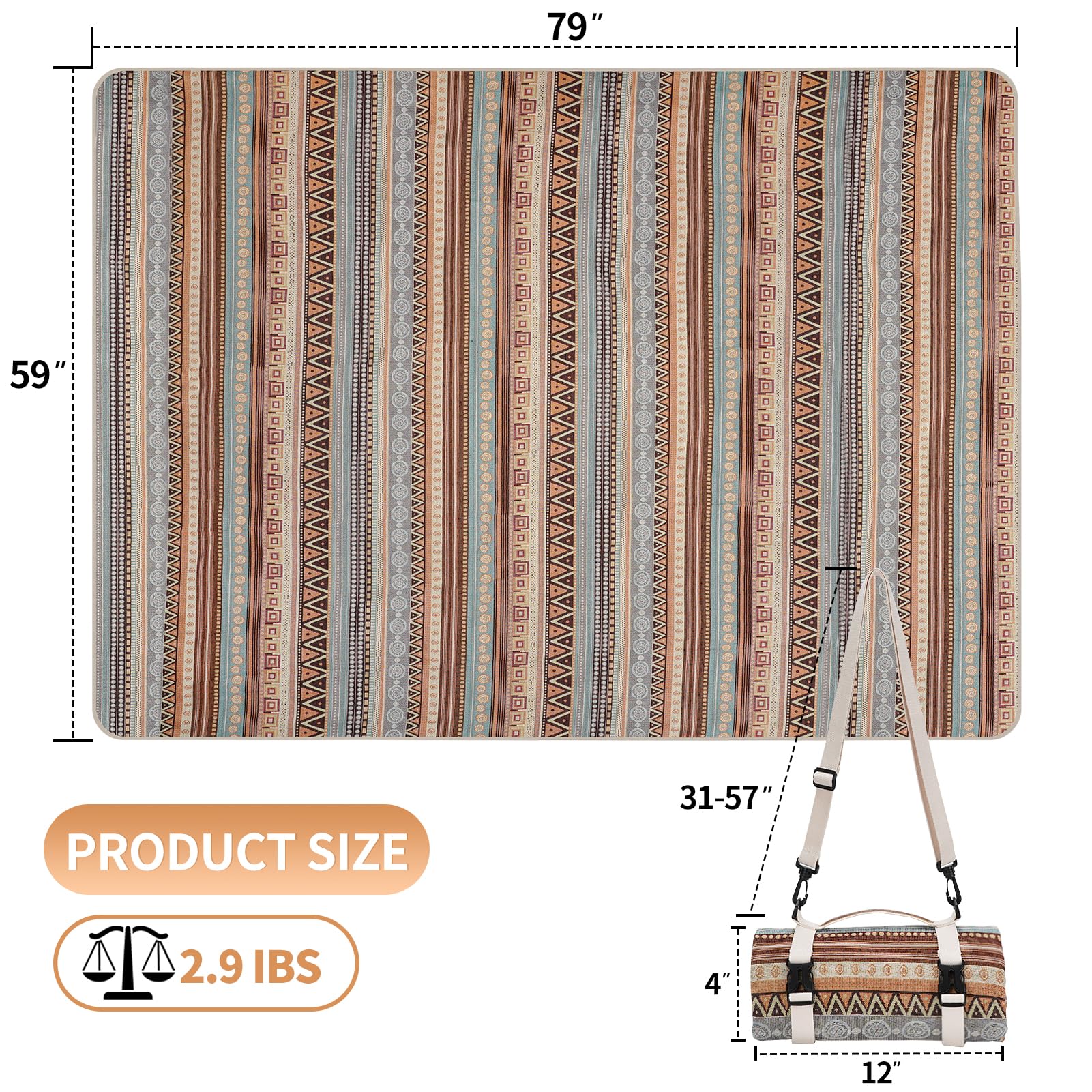 G GOOD GAIN extra-large blanket open on grass for family seating.
