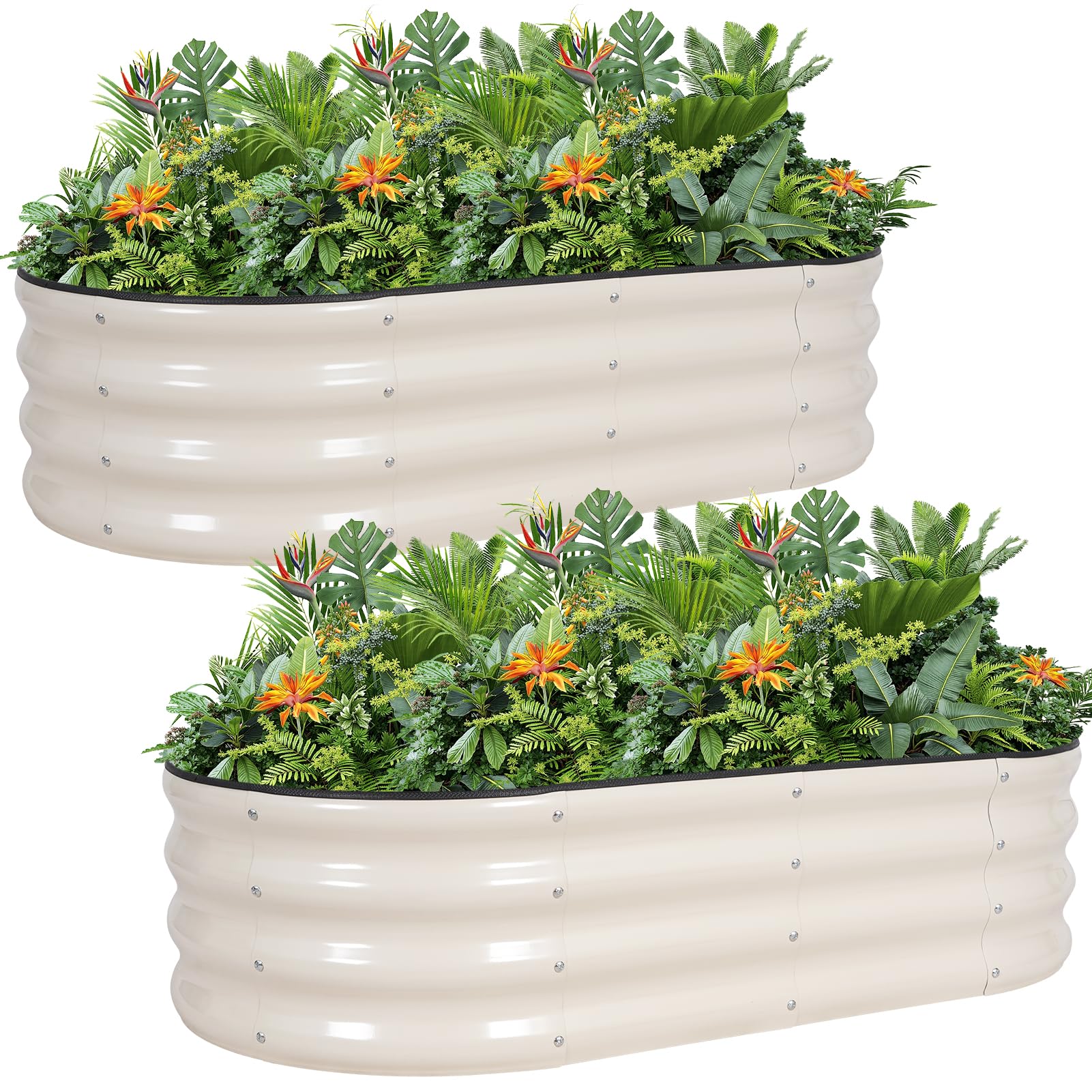 G GOOD GAIN galvanized bed front view, sturdy outdoor planter for vegetables