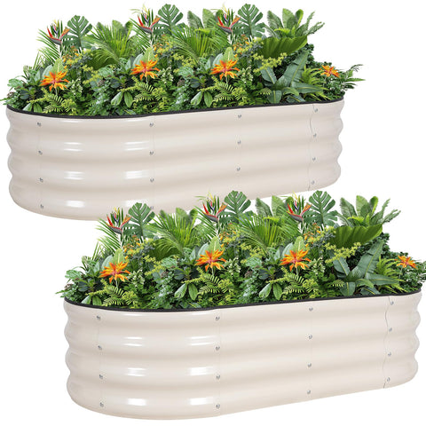 G GOOD GAIN galvanized bed front view, sturdy outdoor planter for vegetables