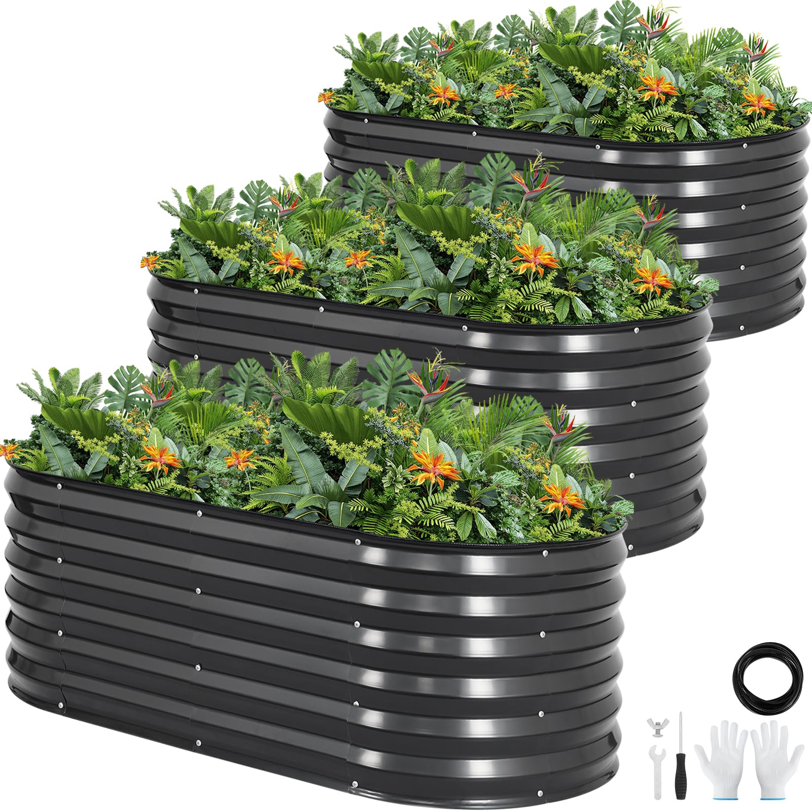 G GOOD GAIN galvanized raised bed exterior view for durable outdoor gardening.
