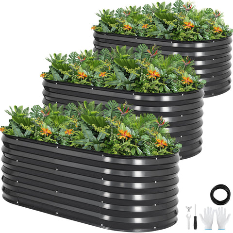 G GOOD GAIN galvanized raised bed exterior view for durable outdoor gardening.