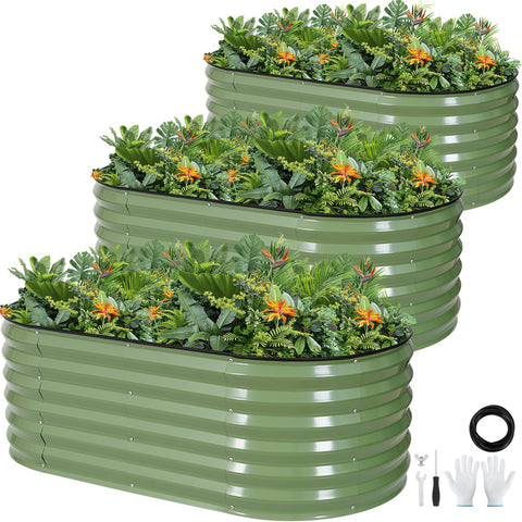 G GOOD GAIN galvanized raised bed kit in olive green for compact, productive gardens.