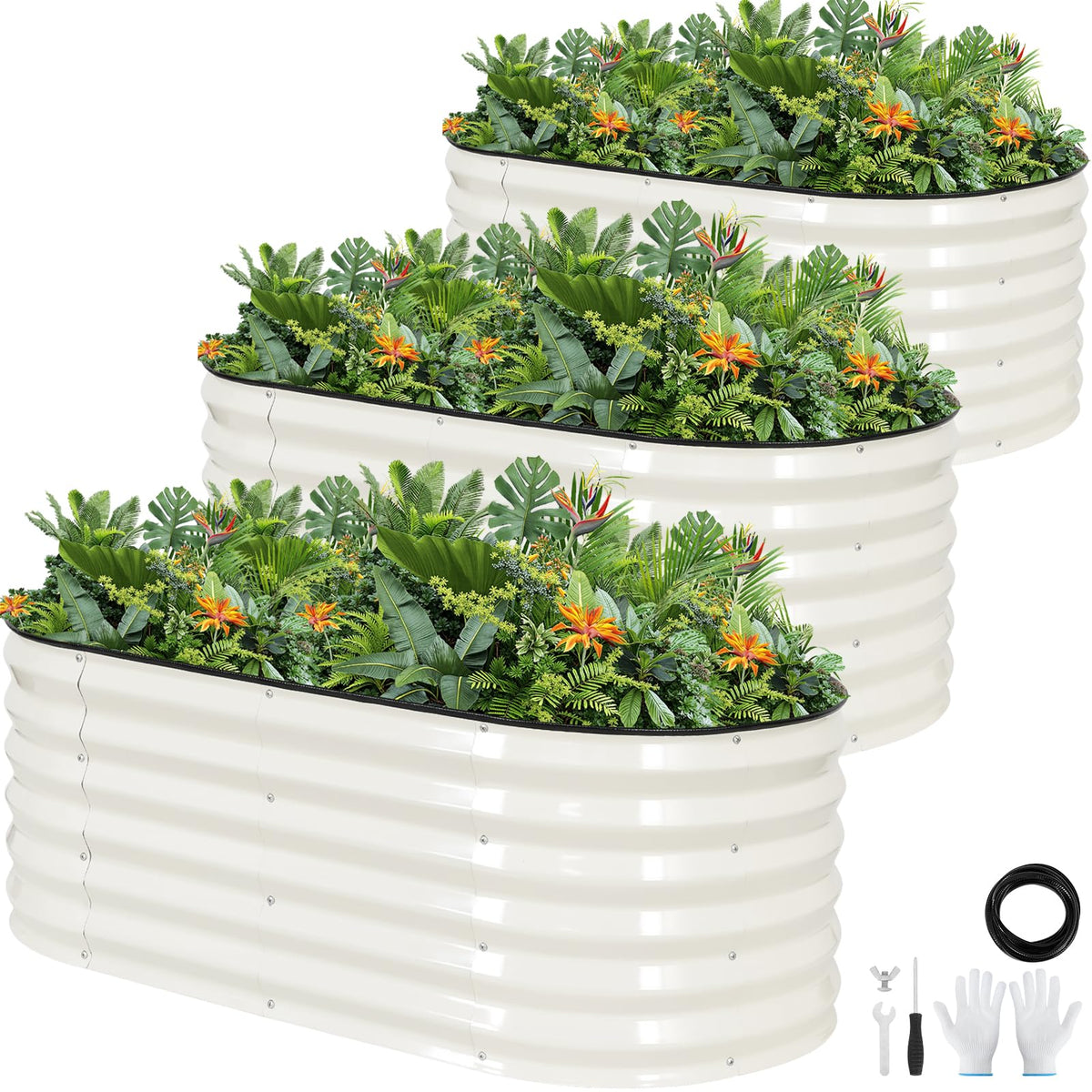G GOOD GAIN galvanized raised garden bed with open bottom promotes drainage for deep rooted crops
