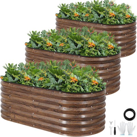 G GOOD GAIN galvanized raised garden bed outdoor 3-piece kit for deep-root vegetables.