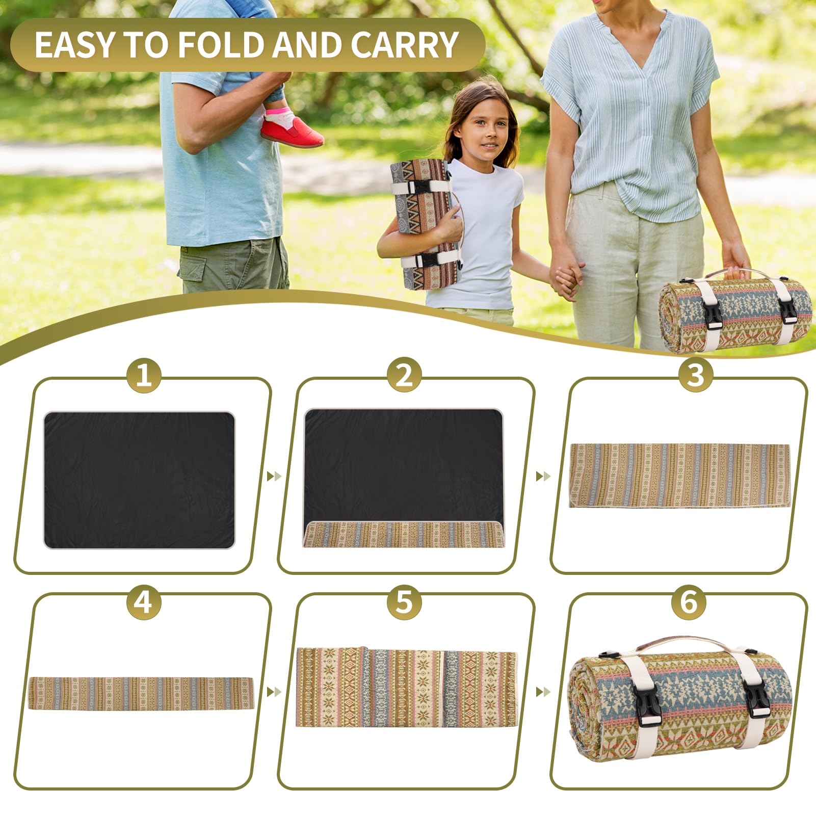 G GOOD GAIN picnic blanket beach-on-the-go ideal for sunny beach outings.