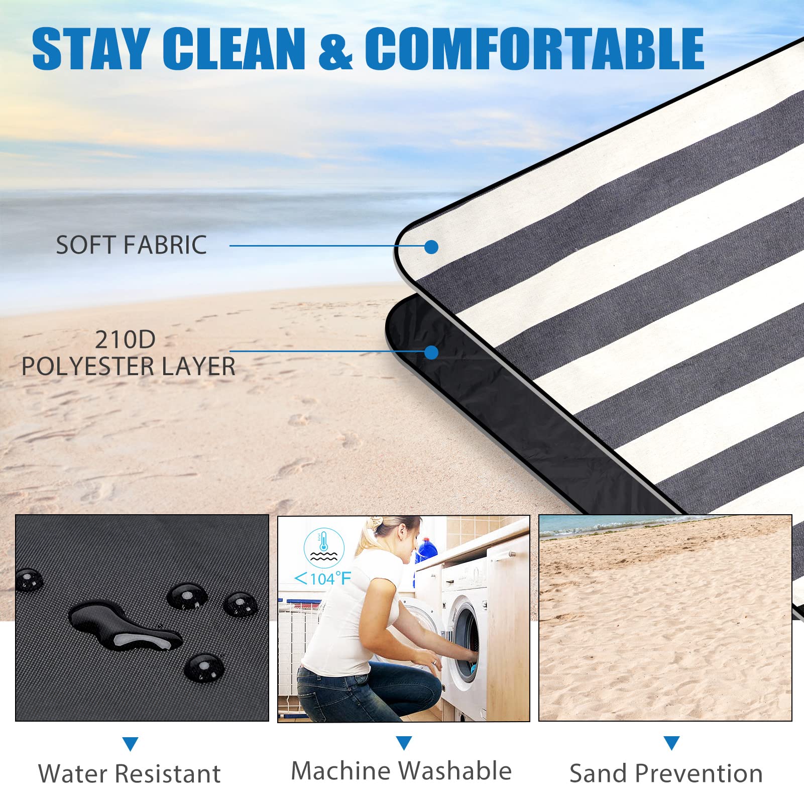 G GOOD GAIN denim blue blanket waterproof backing protects damp grass