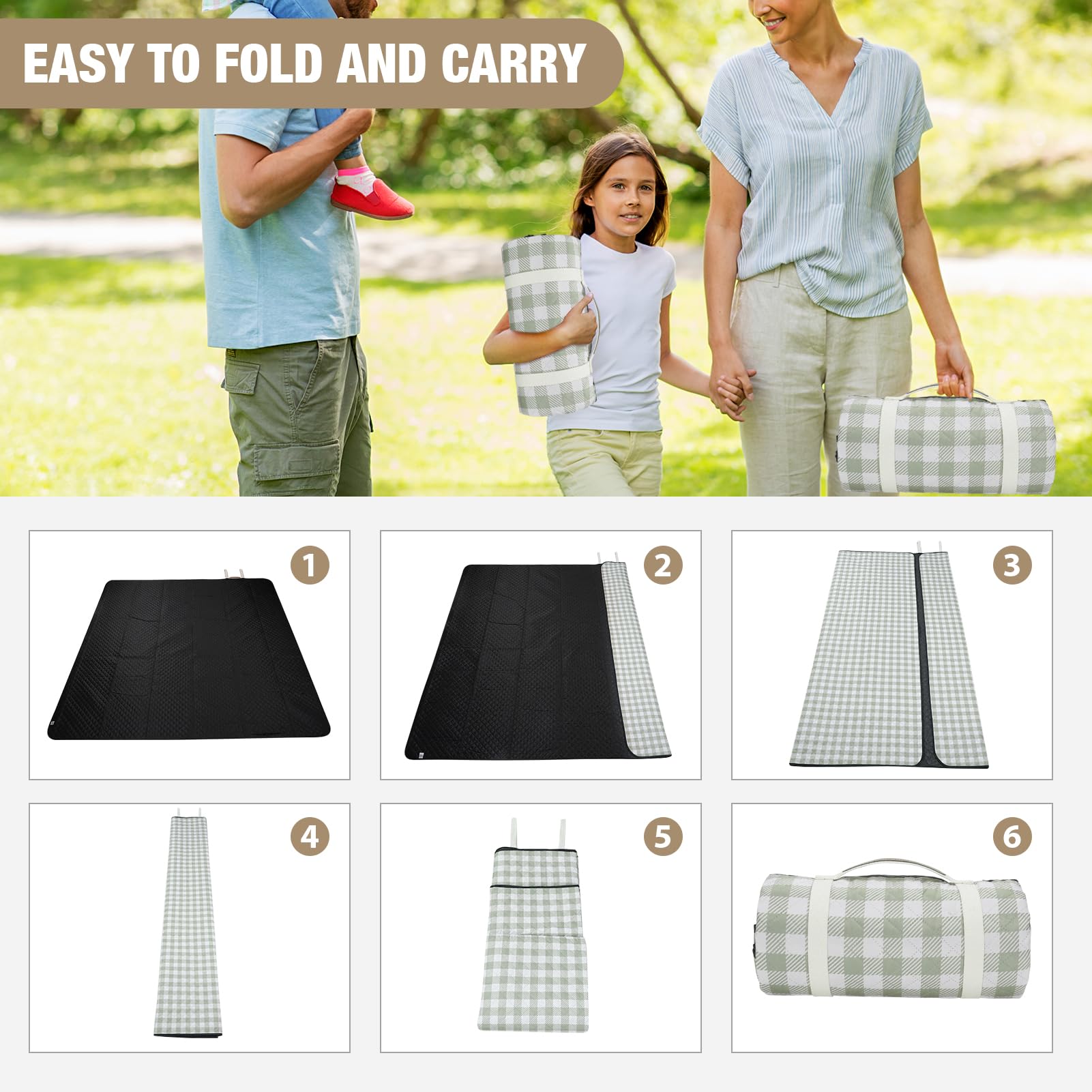 G Good Gain picnic blanket sandproof backing ideal for beaches
