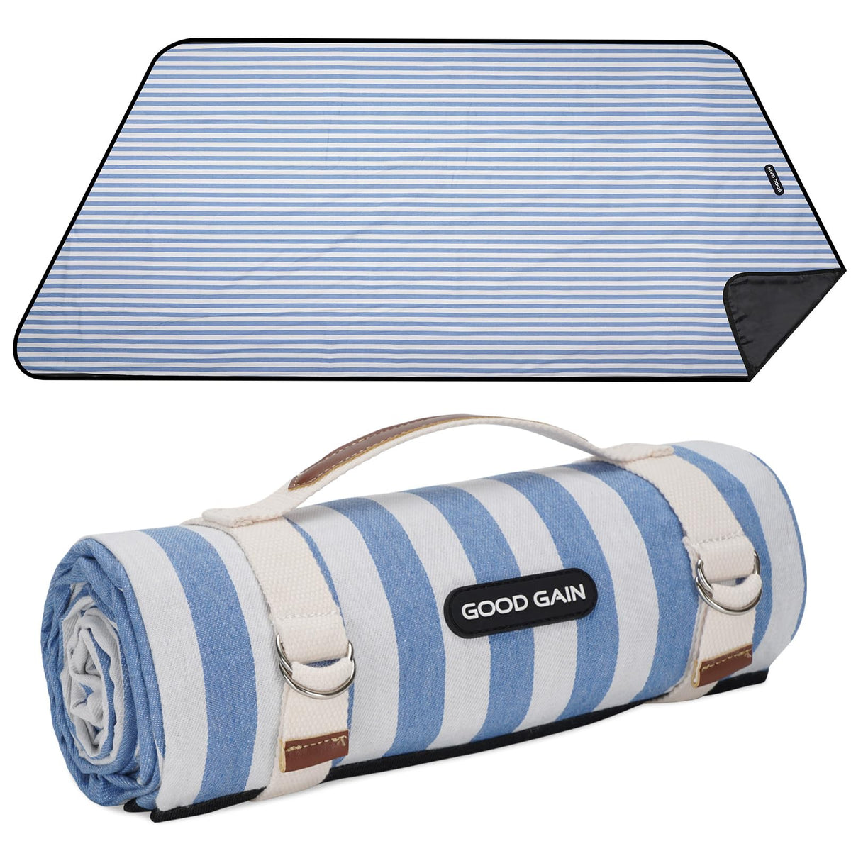 G GOOD GAIN picnic blanket with waterproof backing keeps you dry on damp grass
