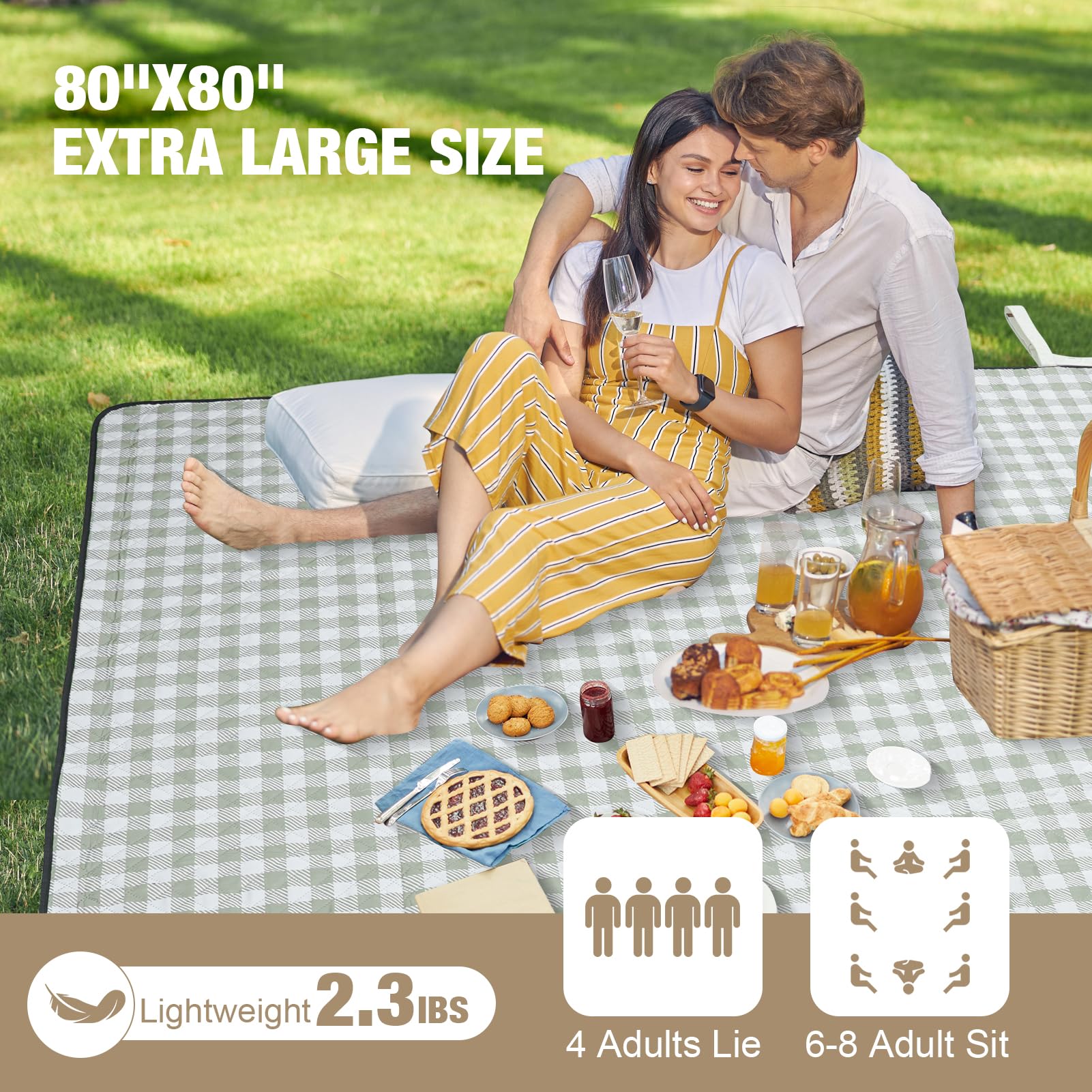 G Good Gain picnic blanket with waterproof backing resists damp grass