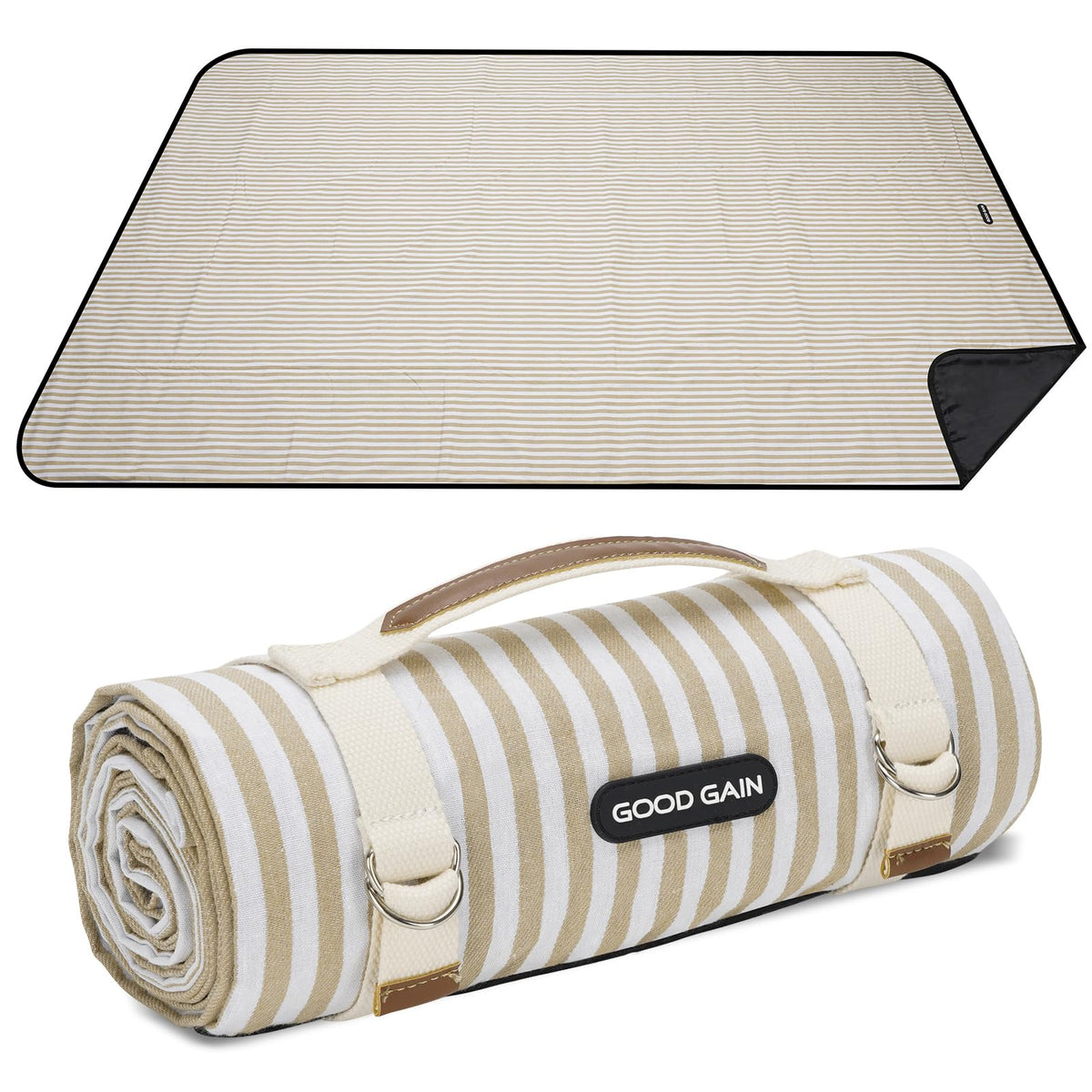 G GOOD GAIN picnic blanket on grass with waterproof backing for damp surfaces
