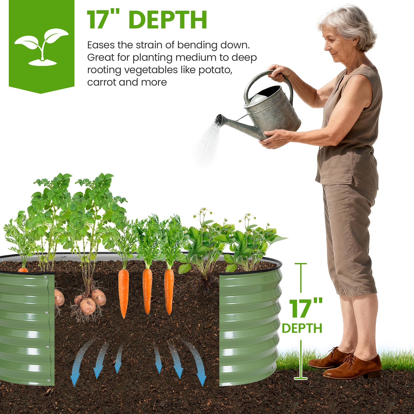 G GOOD GAIN raised bed top edge with rubber strip for safety and durability.