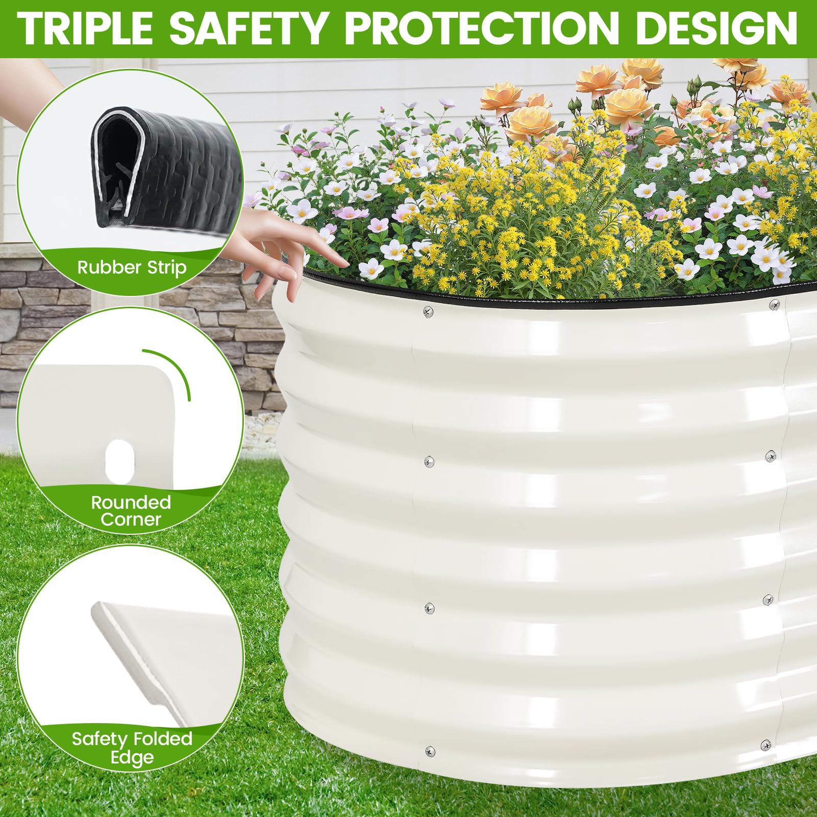 G GOOD GAIN raised bed with rubber strip edge protects hands during planting